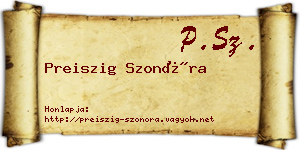 Preiszig Szonóra névjegykártya